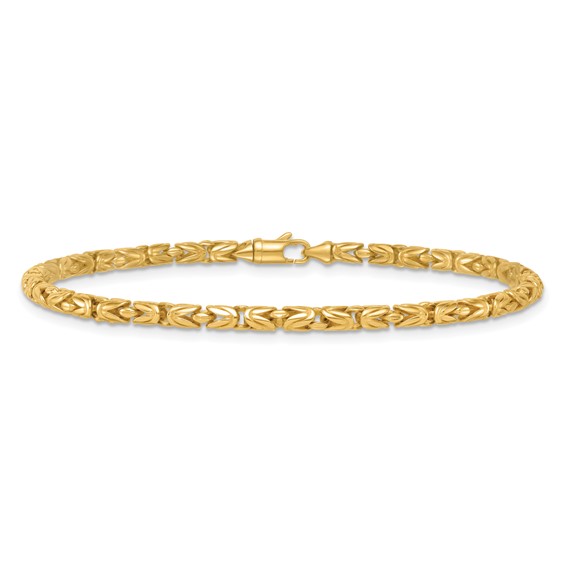 14k Polished 3mm Rounded Byzantine Link 7.5 inch Bracelet