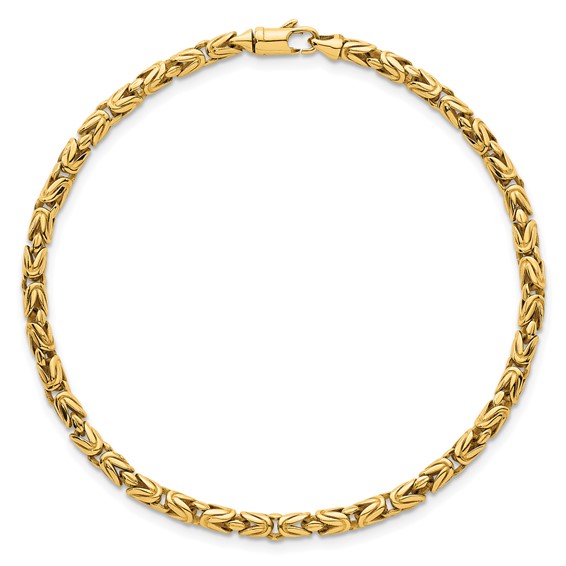 14k Polished 3mm Rounded Byzantine Link 7.5 inch Bracelet