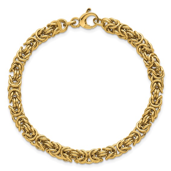 14K Polished 5.75mm Fancy Rounded Byzantine Link 7.5 inch Bracelet