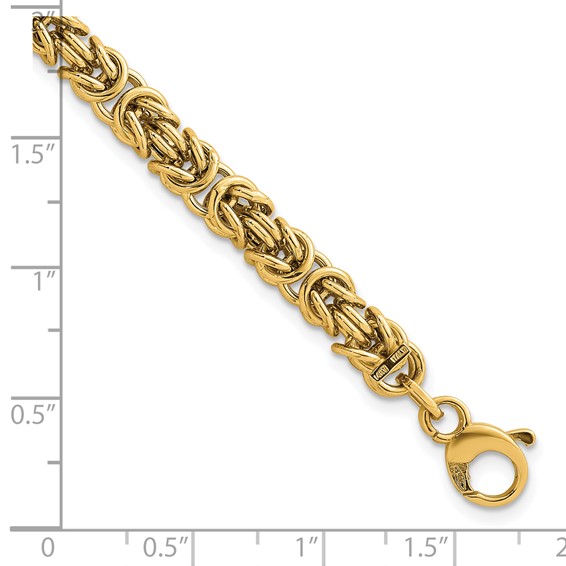 14K Polished 5.75mm Fancy Rounded Byzantine Link 7.5 inch Bracelet