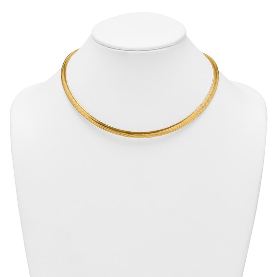14k Polished 6.1mm Woven Mesh 17 inch Necklace