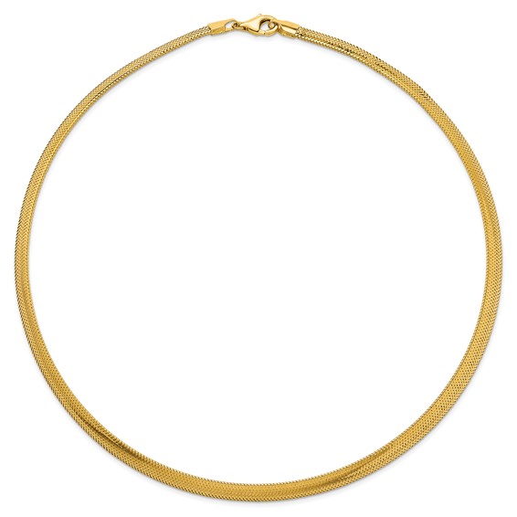 14k Polished 6.1mm Woven Mesh 17 inch Necklace