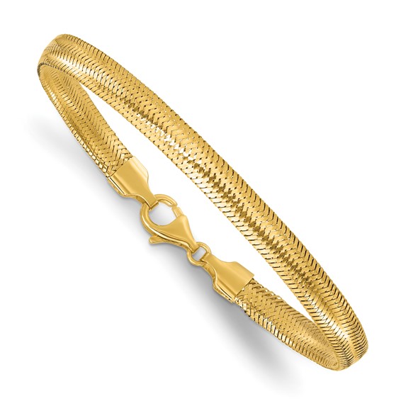 14k Polished 6.1mm Woven Mesh 7.5 inch Bracelet
