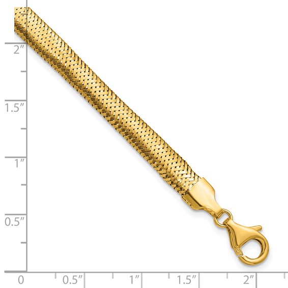 14k Polished 6.1mm Woven Mesh 7.5 inch Bracelet
