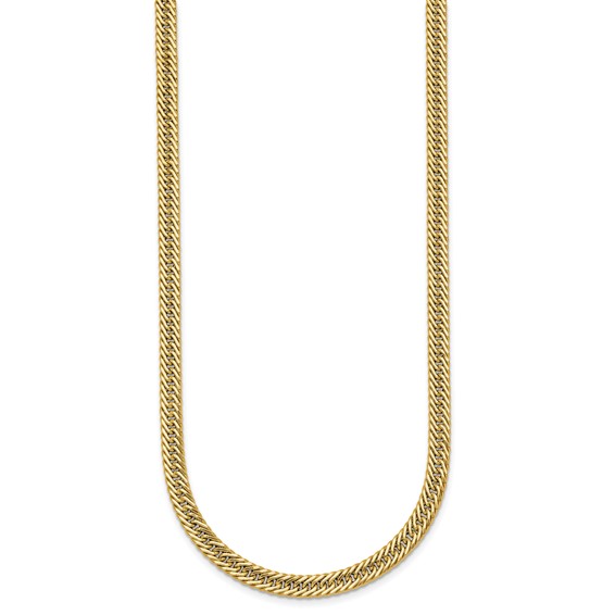 14k Polished Fancy Hollow Curb Link 17 inch Necklace