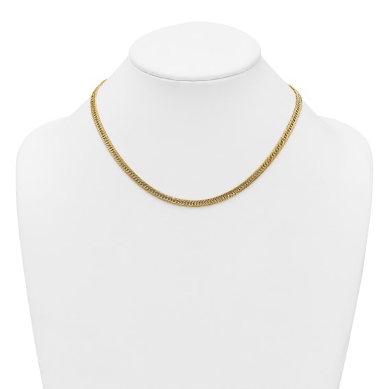 14k Polished Fancy Hollow Curb Link 17 inch Necklace