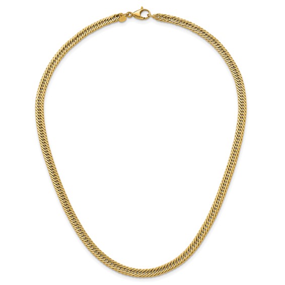 14k Polished Fancy Hollow Curb Link 17 inch Necklace