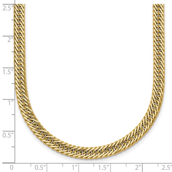 14k Polished Fancy Hollow Curb Link 17 inch Necklace