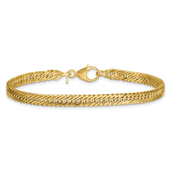 14k Polished Fancy Hollow Curb Link 7.5 inch Bracelet