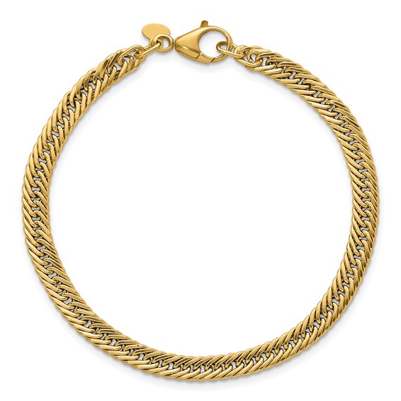 14k Polished Fancy Hollow Curb Link 7.5 inch Bracelet