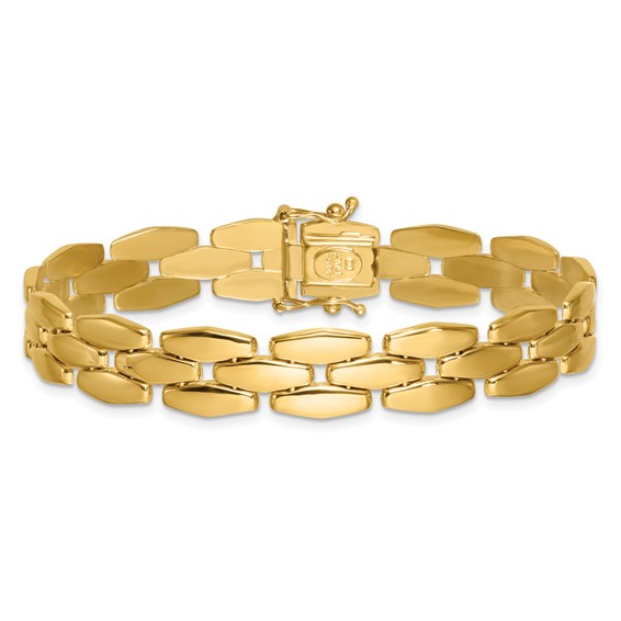 14k Polished 10.8mm Fancy Link 7.5 inch Bracelet