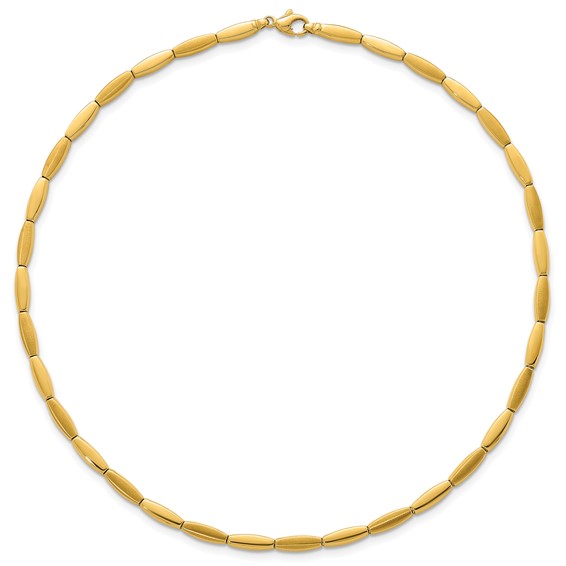 14k Brushed and Polished 4mm Fancy Oval Bar Link 16.75 inch Necklace