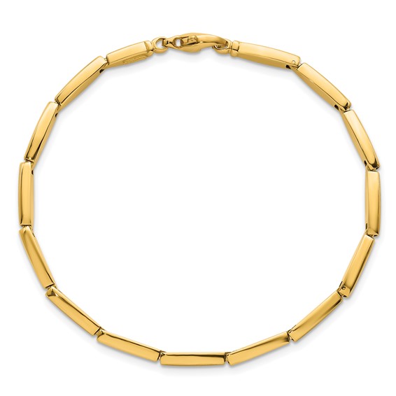 14k Brushed and Polished 4mm Fancy Oval Bar Link 7.5 inch Bracelet