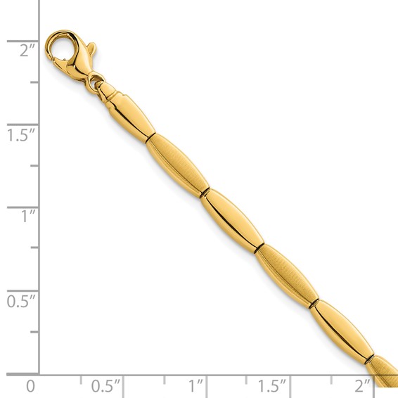 14k Brushed and Polished 4mm Fancy Oval Bar Link 7.5 inch Bracelet