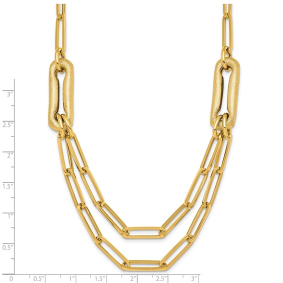 14k Polished And Brushed Double Layer Paperclip Link 18.25 inch Necklace