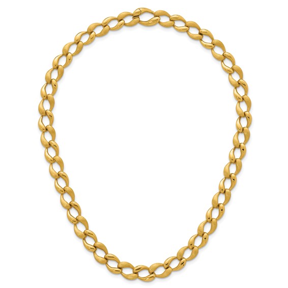 14k Brushed and Polished 9mm Fancy Curb Link 17 inch Necklace