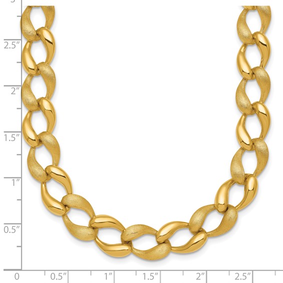 14k Brushed and Polished 9mm Fancy Curb Link 17 inch Necklace