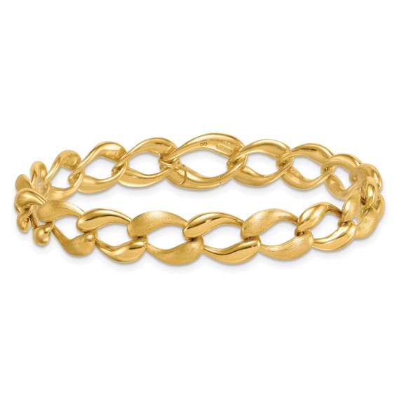 14k Brushed and Polished 9mm Fancy Curb Link 7 inch Bracelet