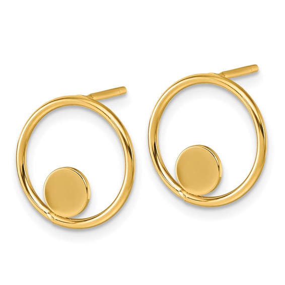 14k Polished Circle in Circle Post Earrings