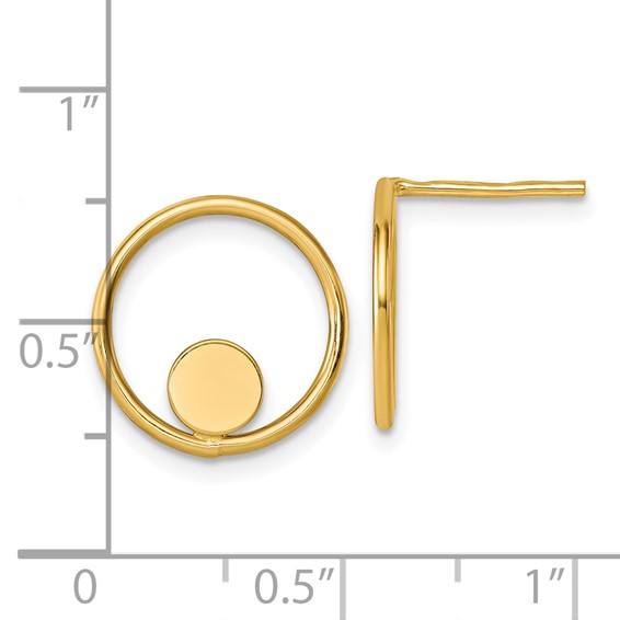 14k Polished Circle in Circle Post Earrings