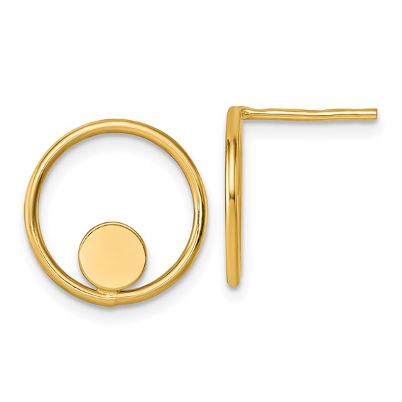 14k Polished Circle in Circle Post Earrings