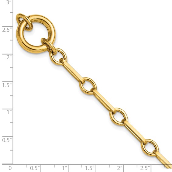 14k Polished Fancy Long Link with Circle 7.75 inch Bracelet