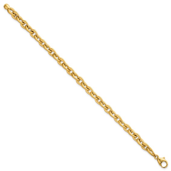 14k Polished And Brushed 6.5mm Fancy Cable Chain 7.5 inch Bracelet