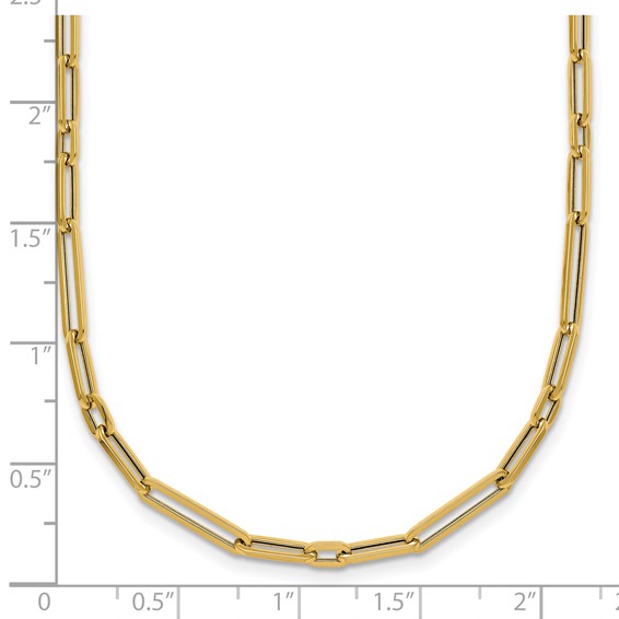 14k Polished 2.9mm Fancy Long and Short Paperclip Link 17 inch Necklace