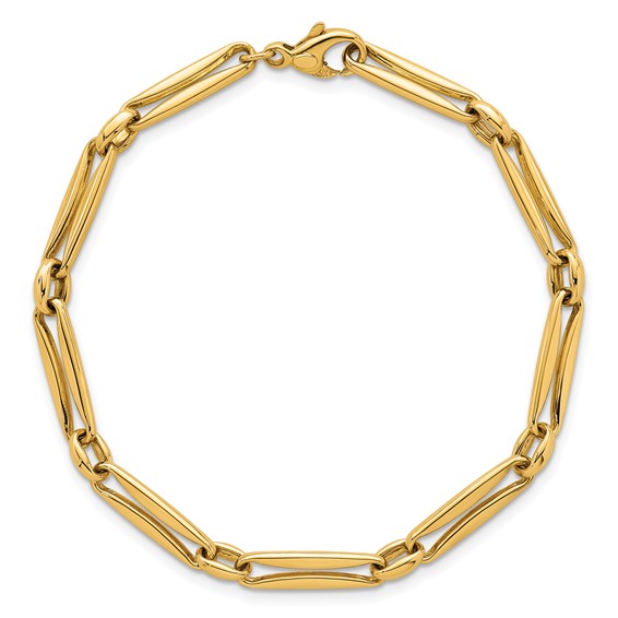 14k Polished 5mm Fancy Long and Round Link 7.5 inch Bracelet