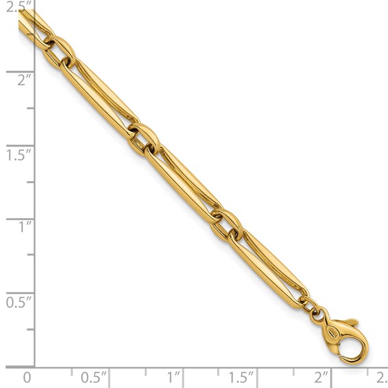 14k Polished 5mm Fancy Long and Round Link 7.5 inch Bracelet