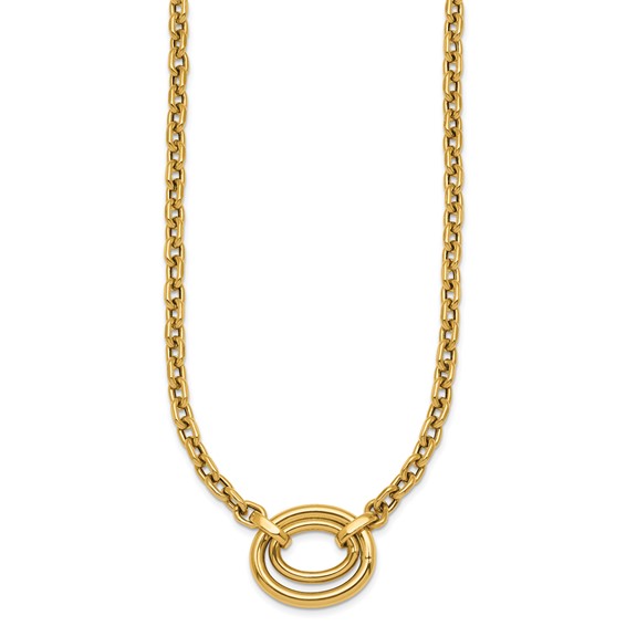 14K Polished Double Oval 17.5 inch Fancy Necklace Plus 0.5 inch Extender