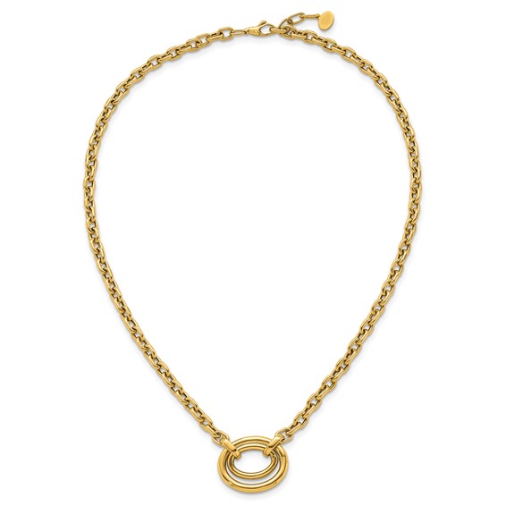 14K Polished Double Oval 17.5 inch Fancy Necklace Plus 0.5 inch Extender