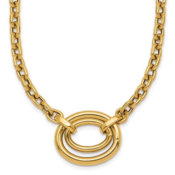 14K Polished Double Oval 17.5 inch Fancy Necklace Plus 0.5 inch Extender