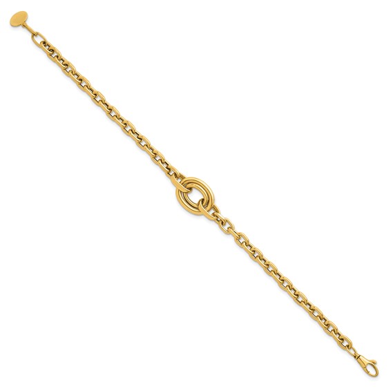14K Polished Double Circle Fancy 7.25 inch Bracelet Plus 0.25 inch Extender