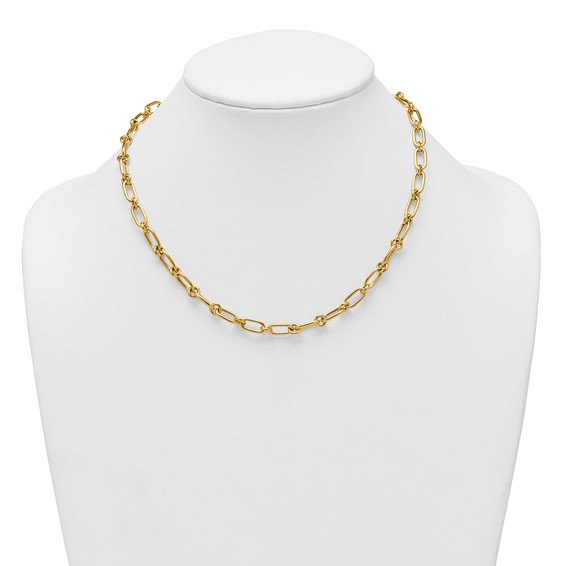 14k Polished 6mm Oval and Circle Link 18 inch Necklace