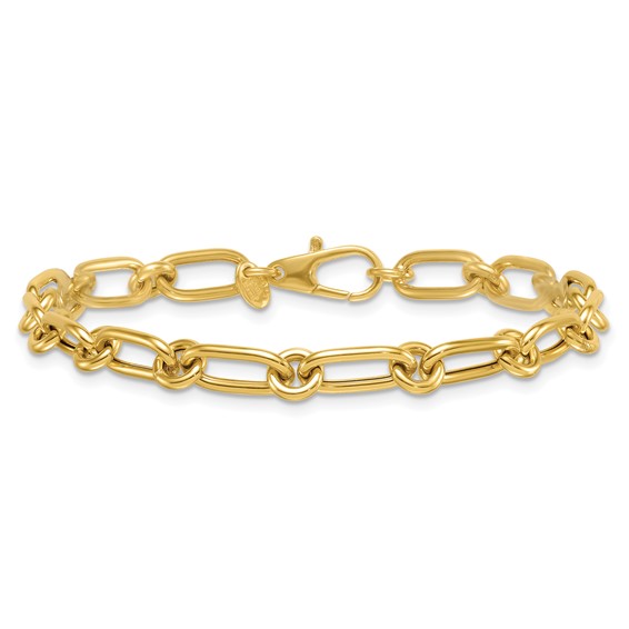 14k Polished 6mm Oval and Circle Link 7.5 inch Bracelet
