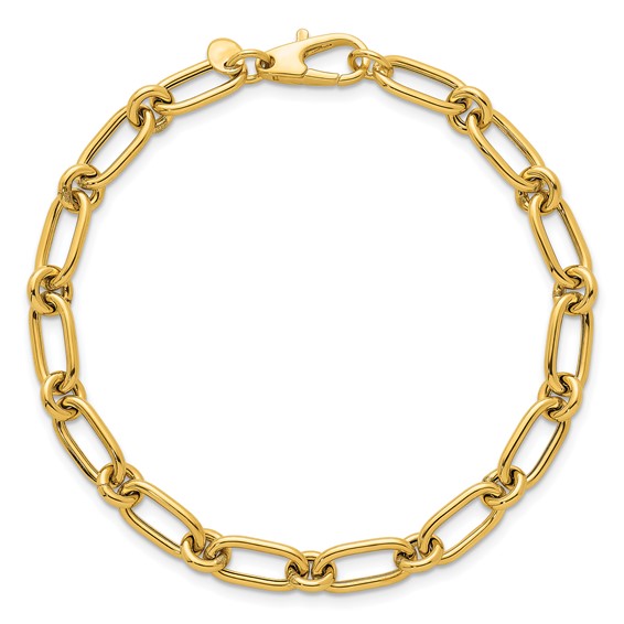 14k Polished 6mm Oval and Circle Link 7.5 inch Bracelet