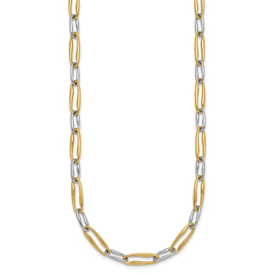 14k Two-tone Polished 5.75mm Fancy Long Link 18 inch Necklace