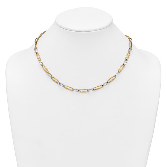 14k Two-tone Polished 5.75mm Fancy Long Link 18 inch Necklace