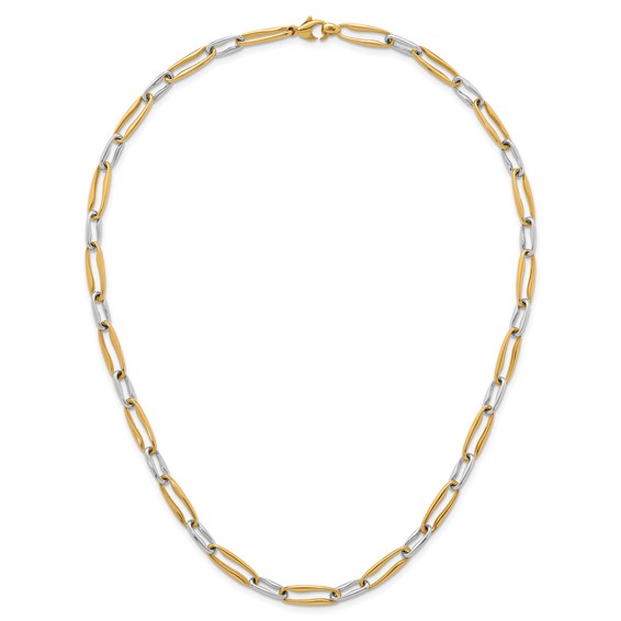 14k Two-tone Polished 5.75mm Fancy Long Link 18 inch Necklace