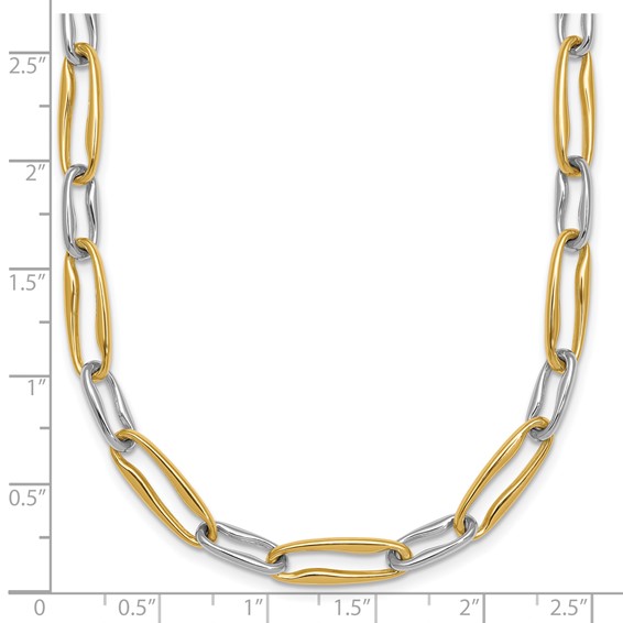 14k Two-tone Polished 5.75mm Fancy Long Link 18 inch Necklace