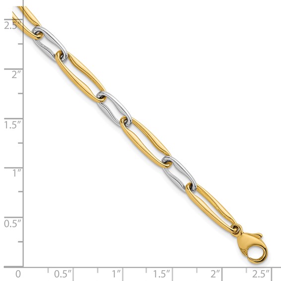 14k Two-tone Polished 5.75mm Fancy Long Link 7.5 inch Bracelet