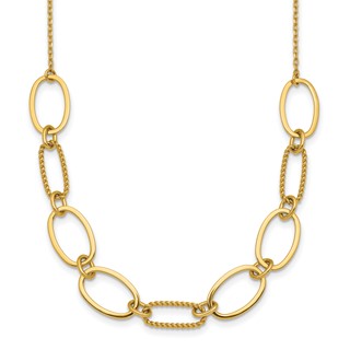 14k Polished And Twisted 9.5mm Oval Links 16 inch Necklace Plus 2 inch Extender