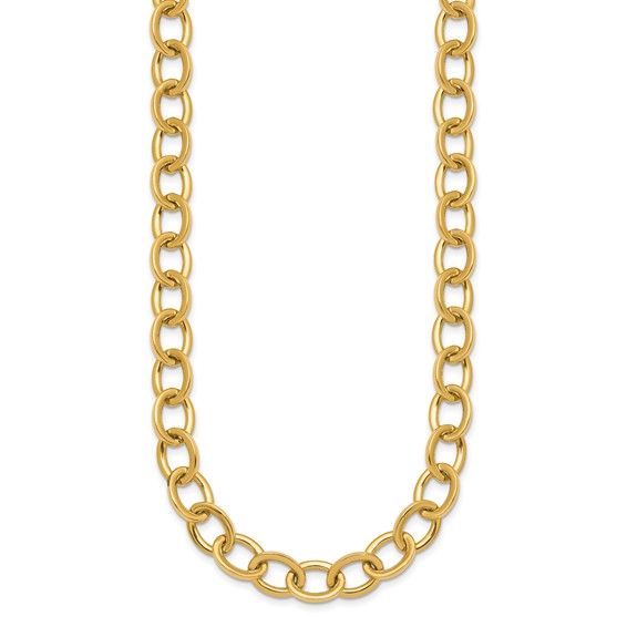14k Polished 9mm Round Cable Chain 18 inch Necklace