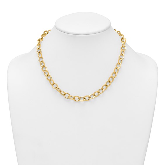 14k Polished 9mm Round Cable Chain 18 inch Necklace