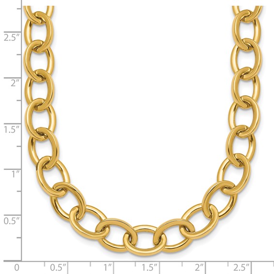14k Polished 9mm Round Cable Chain 18 inch Necklace
