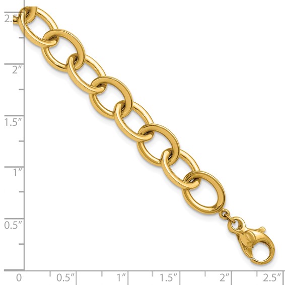 14k Polished 9mm Round Cable Chain 7.5 inch Bracelet