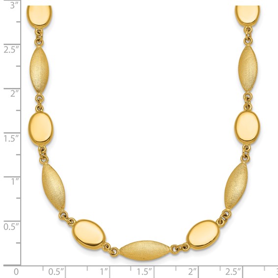 14k Polished And Brushed 7.5mm Fancy Oval and Round Link 18 inch Necklace
