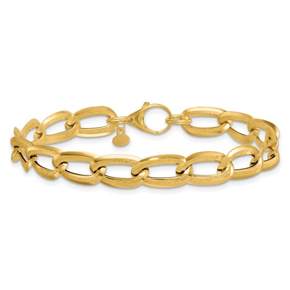14k Polished And Textured 8mm Long Curb Link 7.5 inch Bracelet
