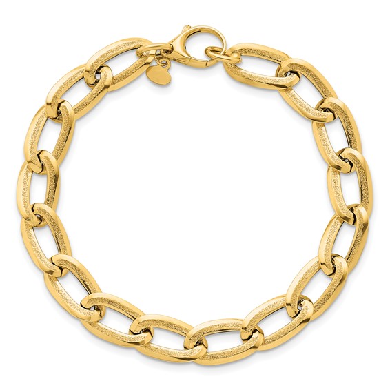 14k Polished And Textured 8mm Long Curb Link 7.5 inch Bracelet